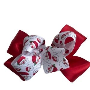 Santa Claus Red and White Hair Bow for Kids
